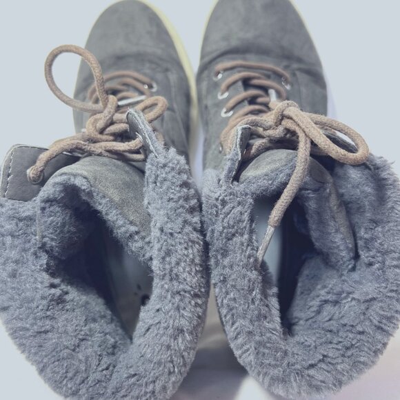 Justice-Women's Faux Fur Size 9 Gray Booties-Lace Up-Warm-School- - Picture 8 of 15